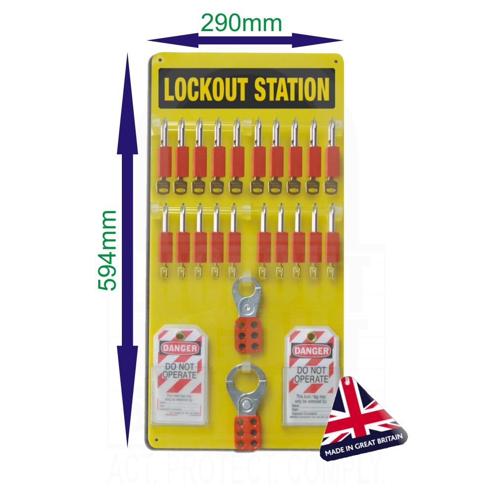 LOTOB20C Lockout Tagout Board 20 Padlock Capacity