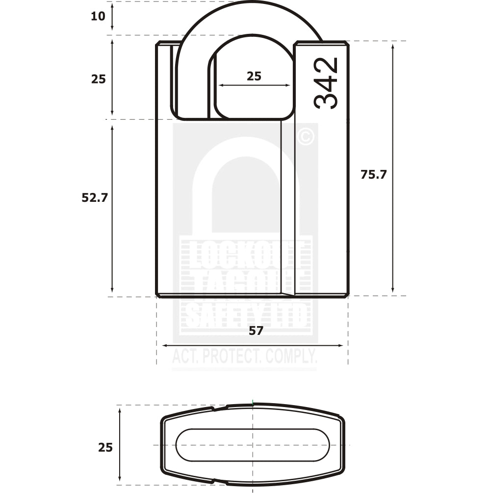 PL342 Abloy Padlock with 25mm Closed Shackle