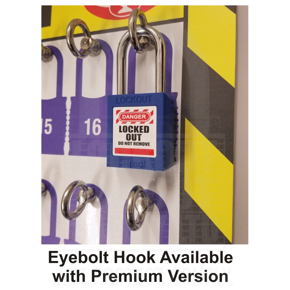 LOTOB10C Lockout Tagout Board 10 Padlock Capacity