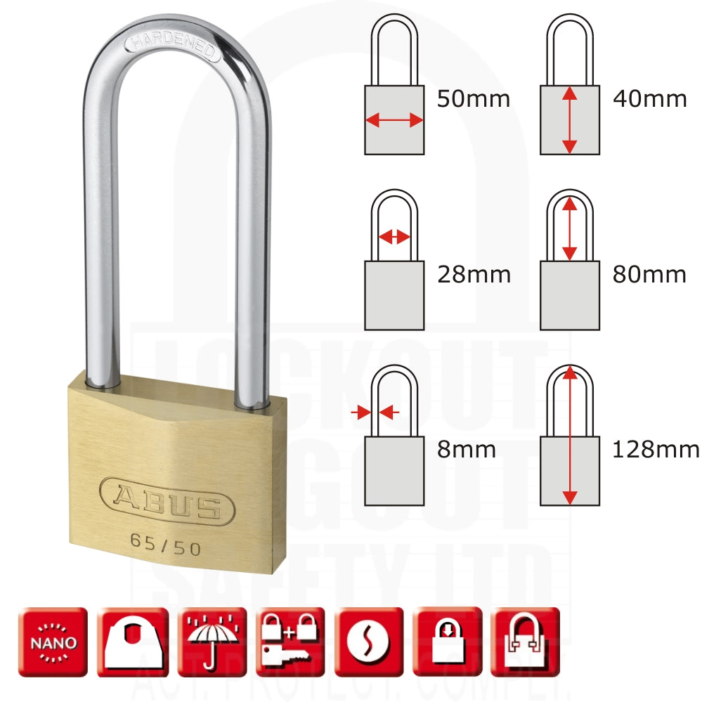 65/50HB80 Long Shackle Brass Padlock
