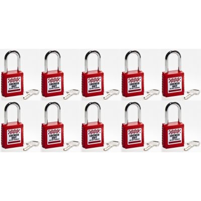 Safety Padlock 10 Pack Keyed to Differ