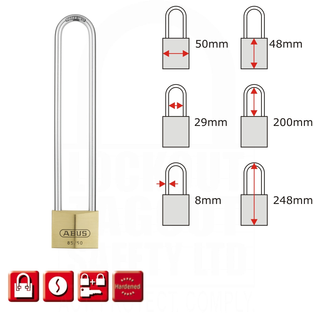 ABUS 85/50 Brass Padlock Extra Long Shackle