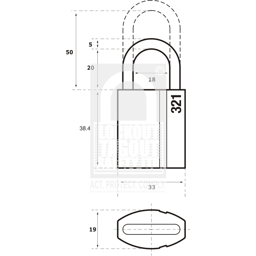 PL321/20 Abloy Brass Padlock 20mm Shackle