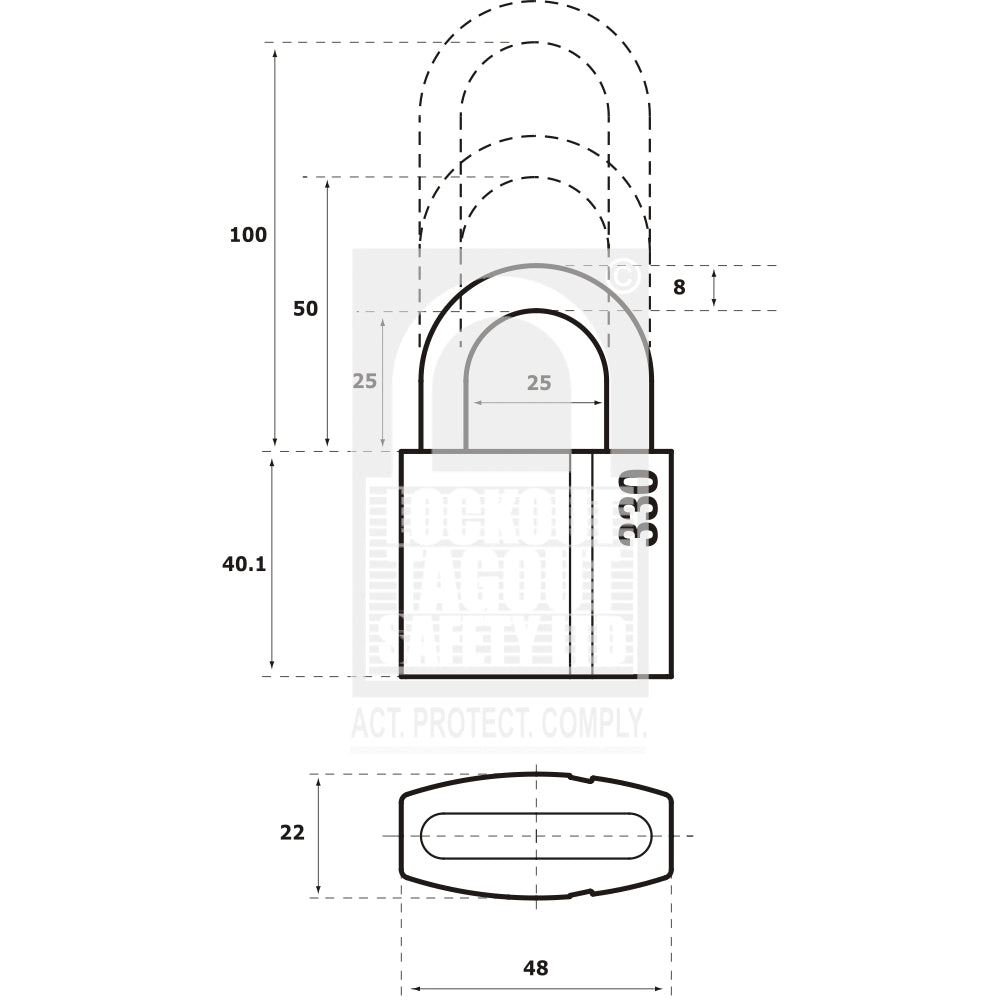 PL330/25 Abloy Padlock 25mm Shackle