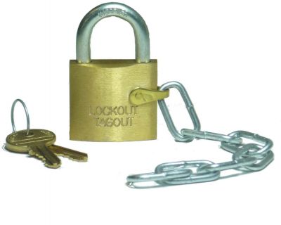 LotoChain - Brass Padlock with chain – Lockout Tagout Safety Ltd