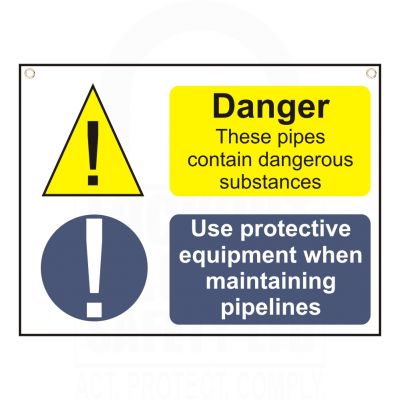 LTK12YR Double Message Warning Sign - Danger/Use PPE Sign 450 x 600mm