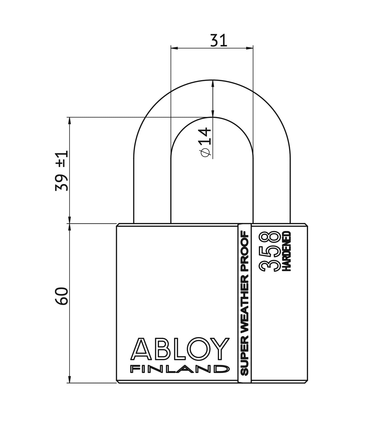 PL358/38 Abloy Padlock with 38mm Removable Shackle