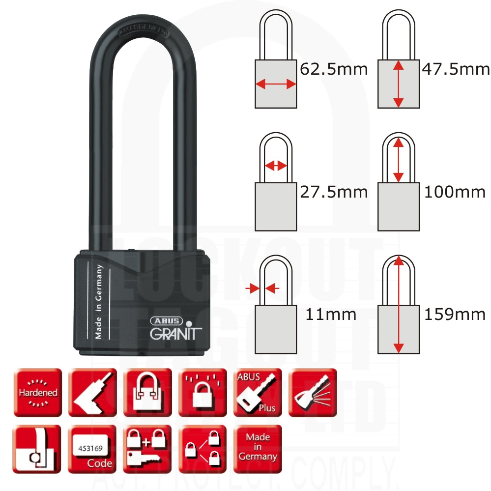Abus 37/55HB100 Granit Padlock Extra Long Shackle