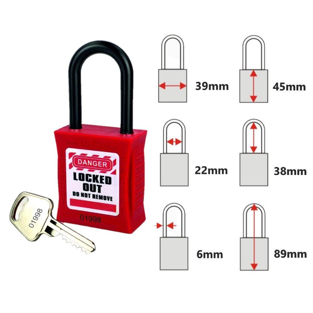 Non Conductive Safety Padlock Red