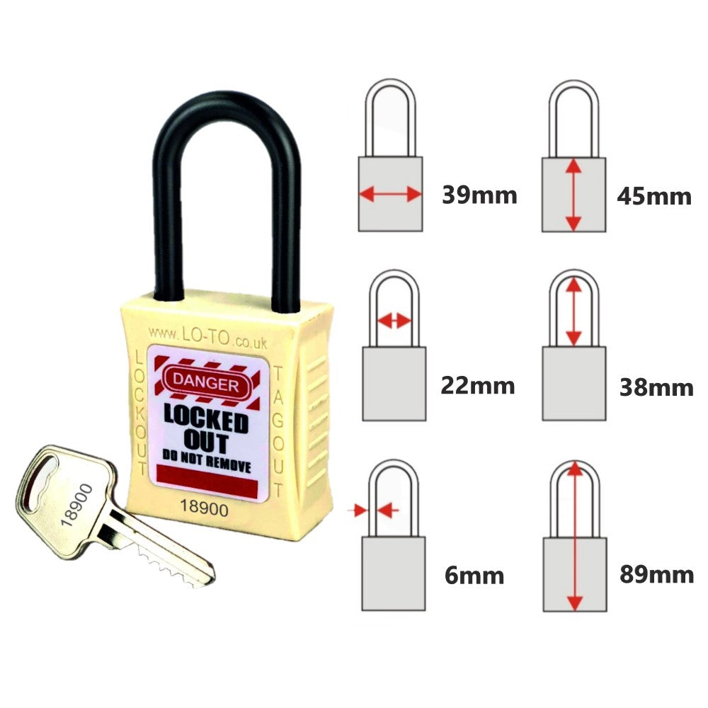 Custom Non Conductive Safety Padlock White