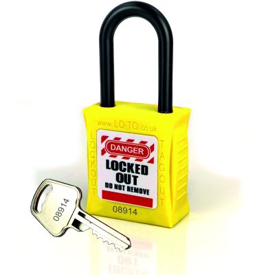Non Conductive Safety Padlock Yellow – Lockout Tagout Safety Ltd