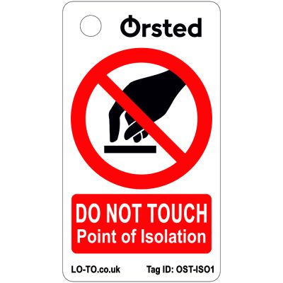 Custom Orsted Point of Isolation Caution Tag