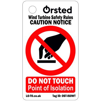 Custom Orsted Wind Turbine Safety Rules Isolation Tag