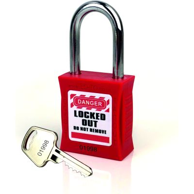 Safety Padlock Red Keyed to Differ Pack of 10